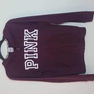 PINK Burgandy Zip-up Sweatshirt Size Small